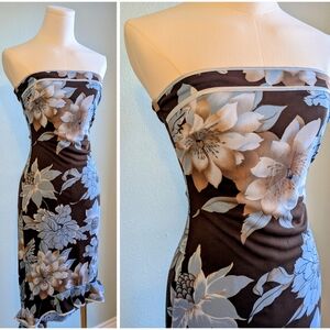 Vintage Y2K Speechless Tube Strapless Floral Dress Asymmetrical Flounce Hem